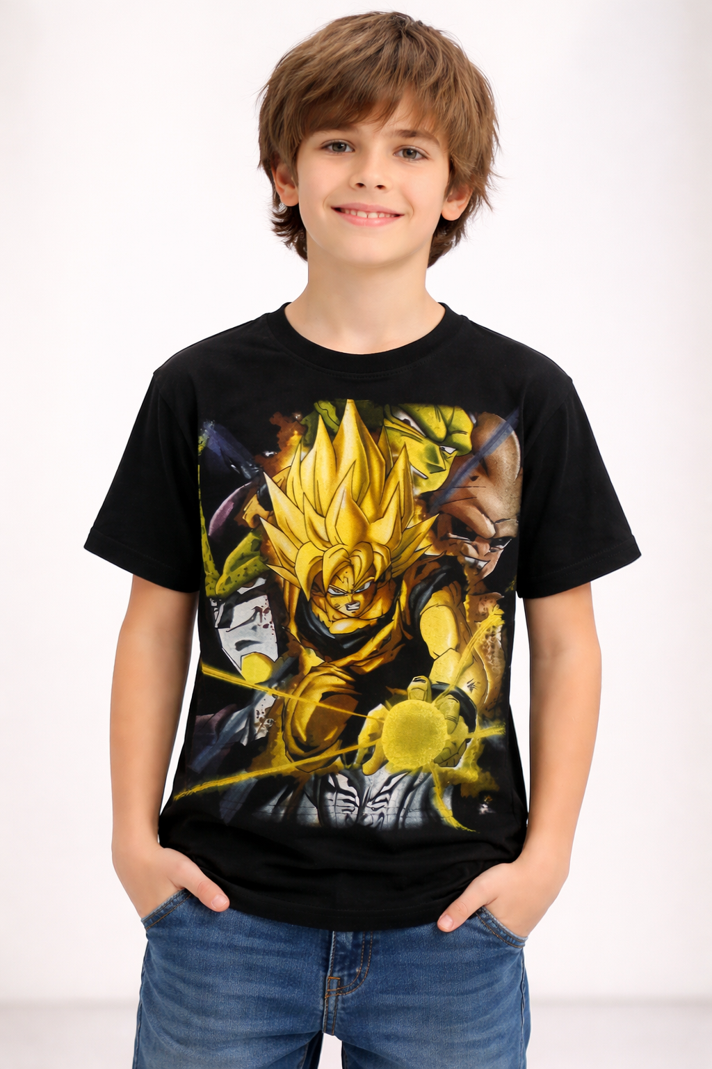 Camiseta Dragon Ball Goku Infantil Tam 10 12 14 Preto Gola Redonda