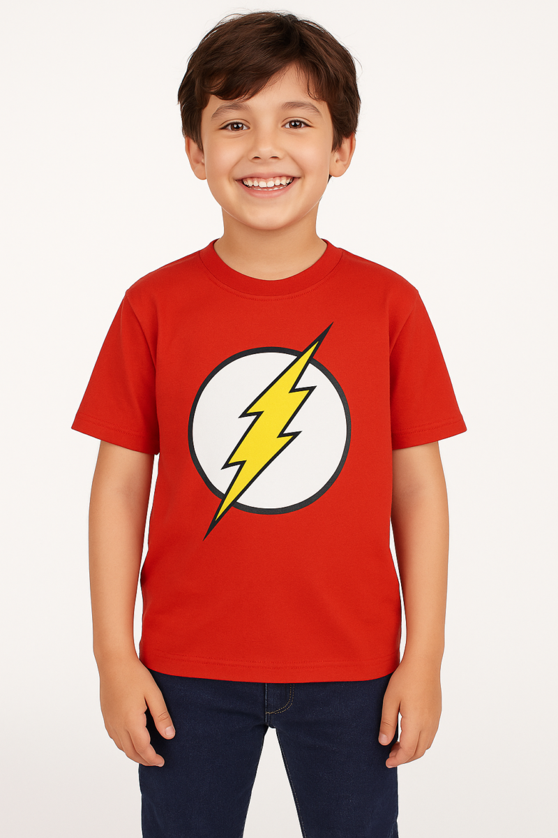 Camiseta Infantil Manga Curta Flash - Saga Heróis
