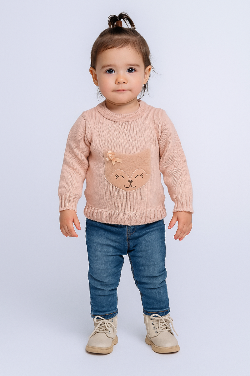 Blusa Infantil para Meninas em Tricot Cor Rosa Tam PP